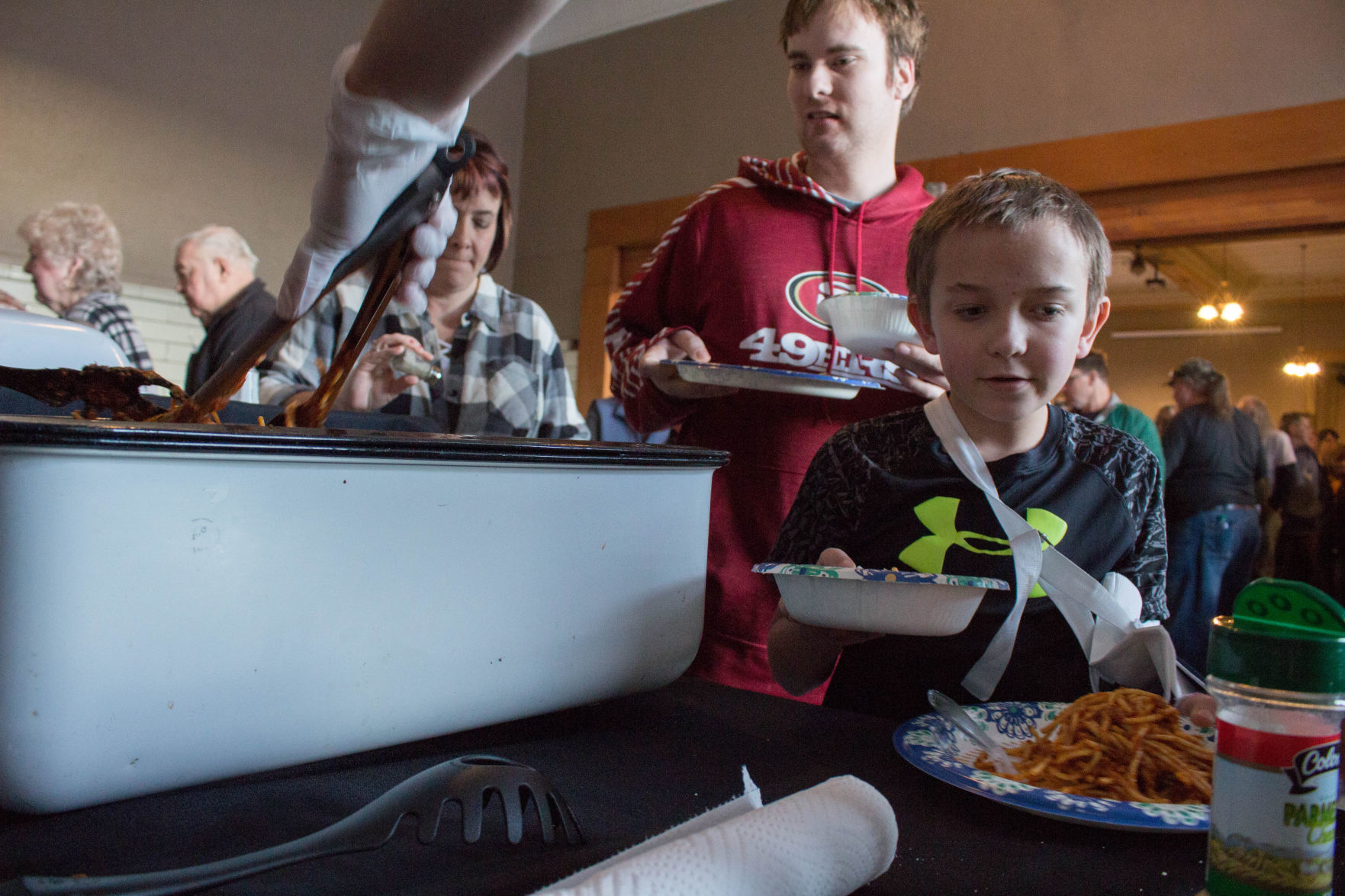 Meaderville-style spaghetti served at warehouse disaster fundraiser